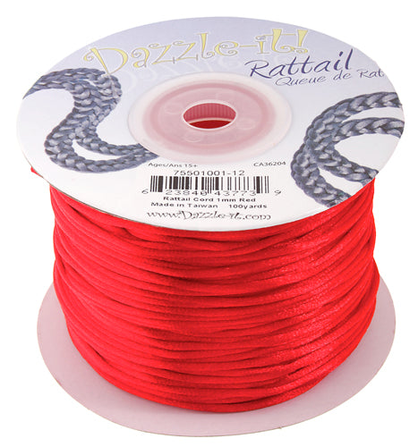 1 mm - 100 vg - Cordon queue de rat satiné · Couleurs variées