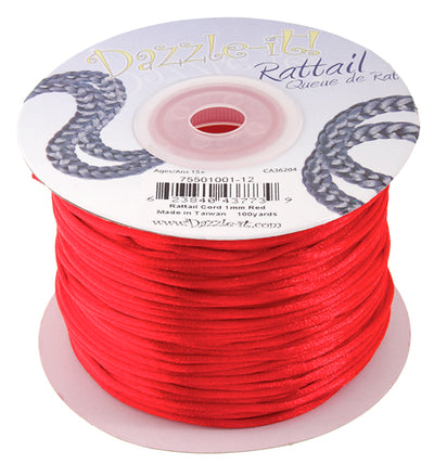 1 mm - 100 vg - Cordon queue de rat satiné · Couleurs variées