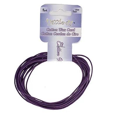 1 mm - Cordon de coton ciré · Couleurs variées · 5 vg