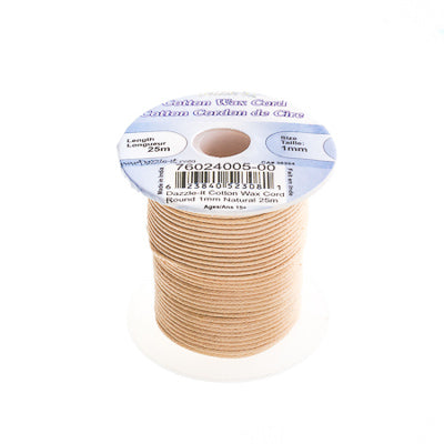 1 mm - Cordon de coton ciré · Couleurs variées · 25 m