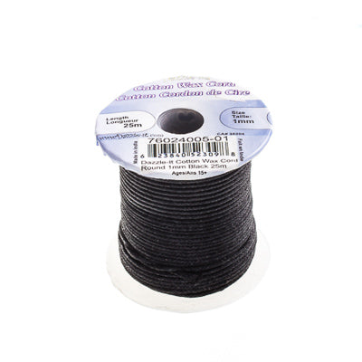 1 mm - Cordon de coton ciré · Couleurs variées · 25 m