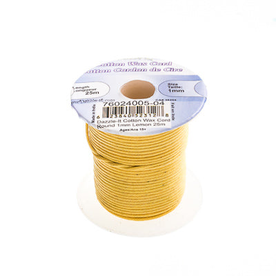 1 mm - Cordon de coton ciré · Couleurs variées · 25 m