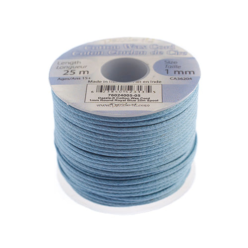 1 mm - Cordon de coton ciré · Couleurs variées · 25 m