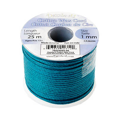 1 mm - Cordon de coton ciré · Couleurs variées · 25 m