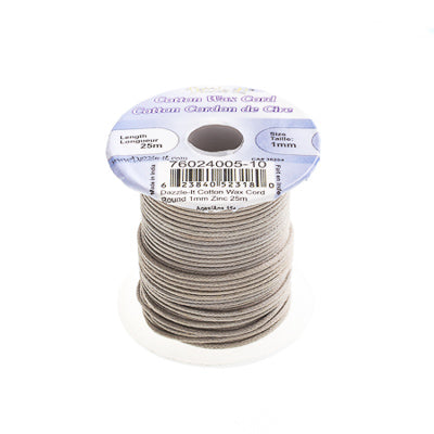 1 mm - Cordon de coton ciré · Couleurs variées · 25 m