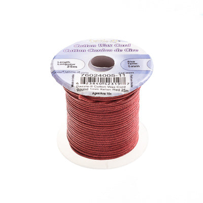1 mm - Cordon de coton ciré · Couleurs variées · 25 m