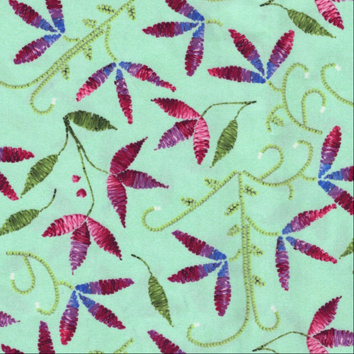 Pétales des prairies AMPP01 - Menthe Tissu 100% coton designer