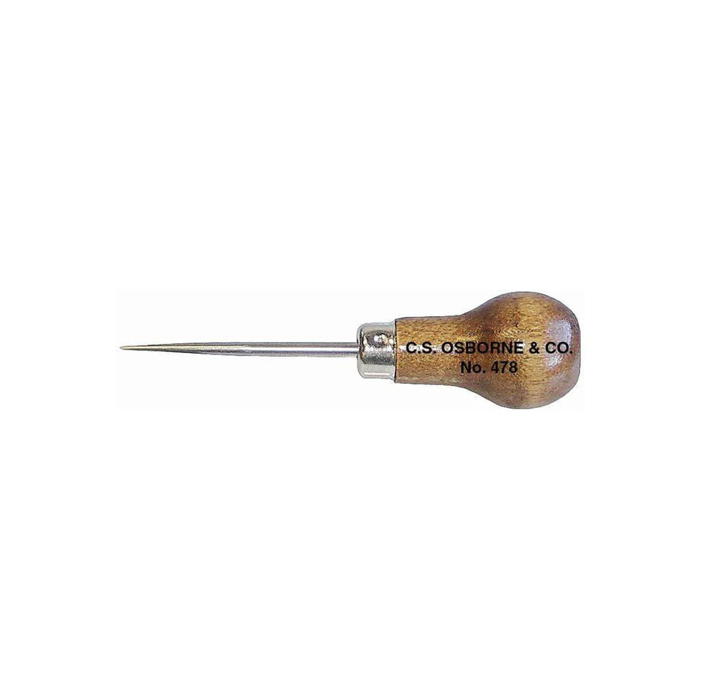 2in - Sharp pointed awl with hardwood handle • C.S. Osborne #478