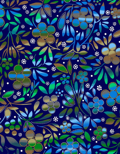 Sacred Place BA0009 - Navy 100% Cotton Fabric