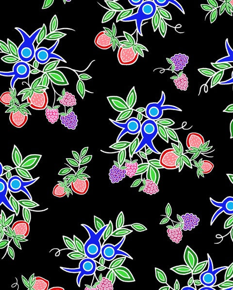 13 Moons Berry Fast TM0001 - Black 100% Cotton Designer