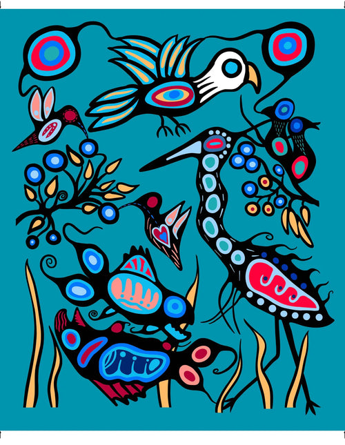 Grand River Harmony Panel CJH0002 - Teal 100% Cotton Designer