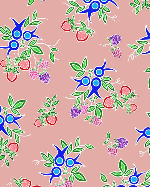 13 Moons Berry Fast TM0001 - Pink Cheyenne 100% Cotton Designer