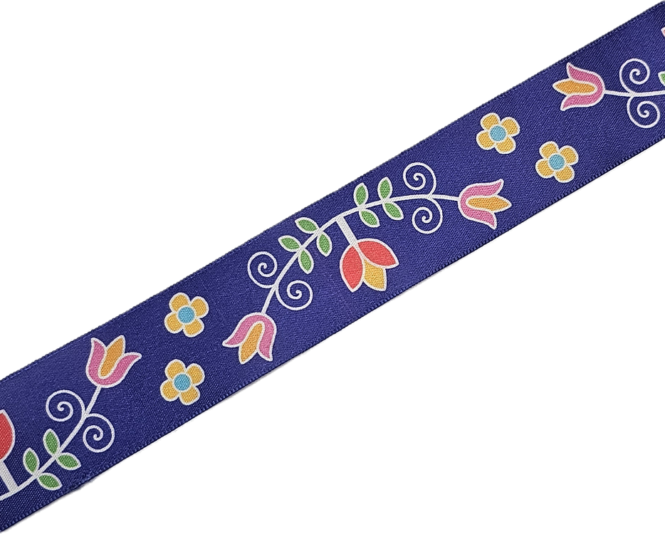 38 mm - First Nations Flower Simple Face Satin Ribbon / 100% Polyester
