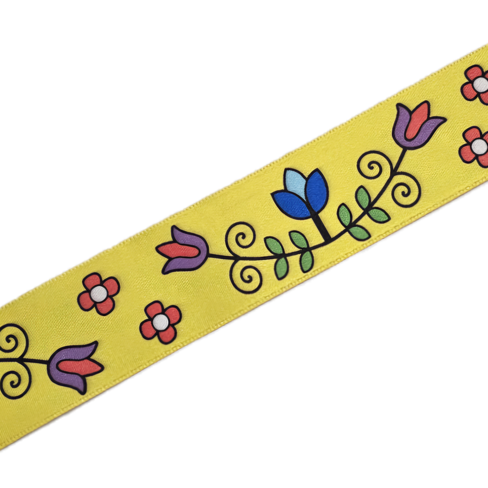 38 mm - First Nations Flower Simple Face Satin Ribbon / 100% Polyester