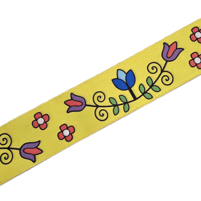 38 mm - First Nations Flower Simple Face Satin Ribbon / 100% Polyester