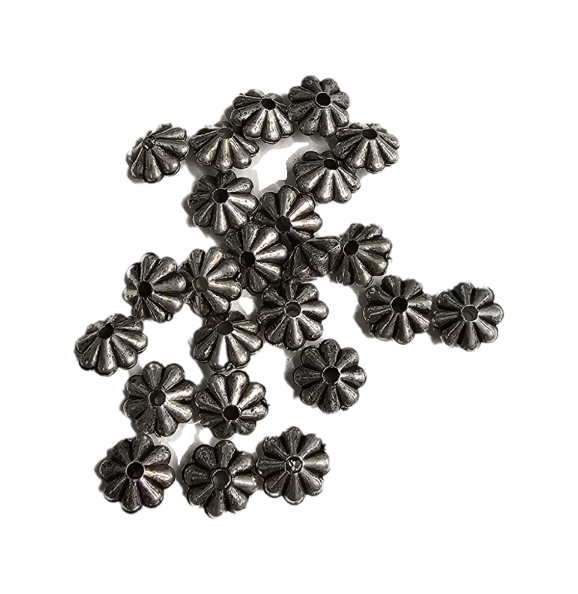 6mm - Metalized Flower Beads Antique Silver · 100 pcs
