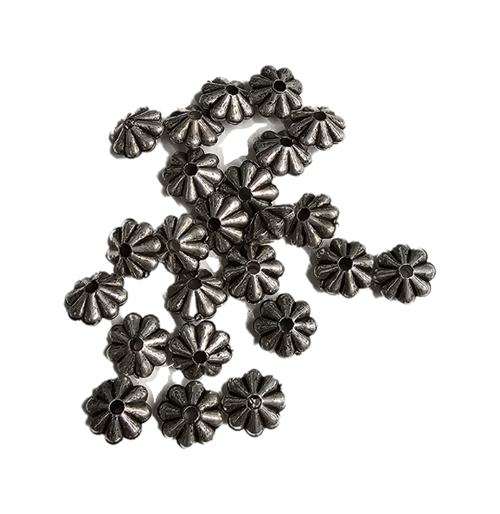 6mm - Metalized Flower Beads Antique Silver · 100 pcs