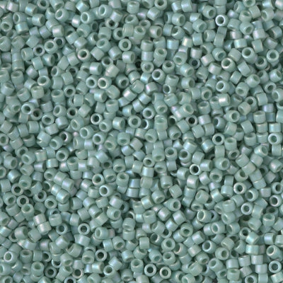 Miyuki Delica 11/0 - DB2313 Frosted Glazed Rainbow Green Mint Matte AB