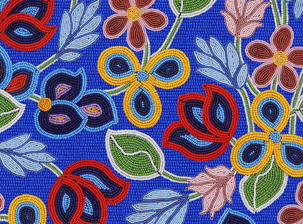 Beaded Floral 2 DX3470 - Royal Blue 100% Cotton Designer