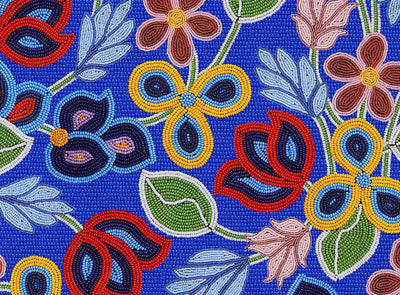 Beaded Floral 2 DX3470 - Royal Blue 100% Cotton Designer