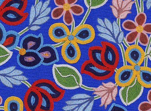 Beaded Floral 2 DX3470 - Royal Blue 100% Cotton Designer