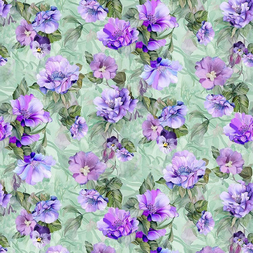 Bouquet floral CD3503 - Sauge Tissu 100% coton designer