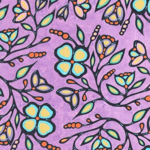 Ojibwe Woodland Flowers JTOF03 - Lavender 100% Cotton Designer