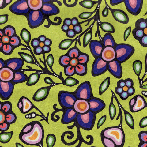 Fleurs indigènes Ojibway JTOF04 - Avocat Tissu 100% coton designer