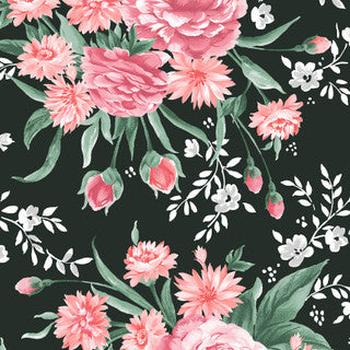 Peony Garden MAS10700J - Black 100% Cotton Designer