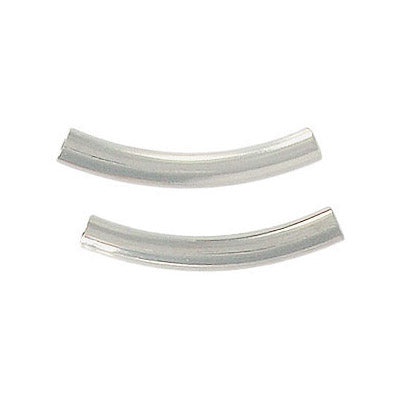 3x22mm - Metal bead curved tube Silver plated · 100 pcs