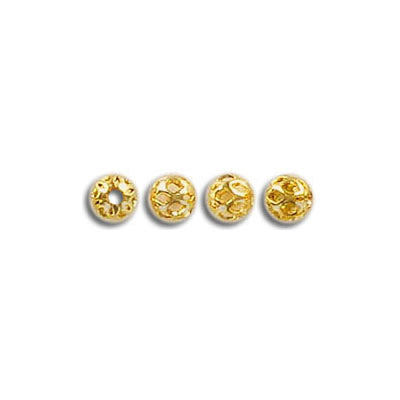 4mm - Metal beads filigree Gold · 100 pcs