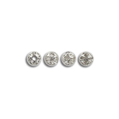 6mm - Metal beads filigree Rhodium Imitation · 100 pcs