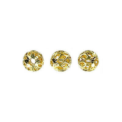 6mm - Metal beads filigree Gold · 100 pcs