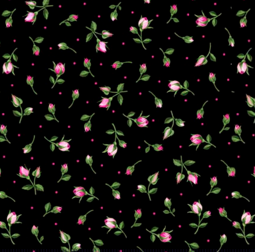 Mini Rosebuds 30193 - Black 100% Cotton Designer