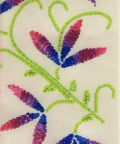 76mm - Single Face Prairie Petals Satin Ribbon - By Yard