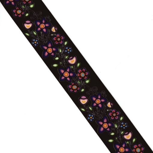 38mm - Single Face Ojibway Flowers 02 Satin Ribbon - By Yard