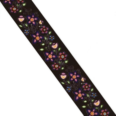 38mm - Single Face Ojibway Flowers 02 Satin Ribbon - By Yard