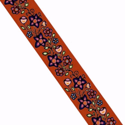 38mm - Single Face Ojibway Flowers 02 Satin Ribbon - By Yard