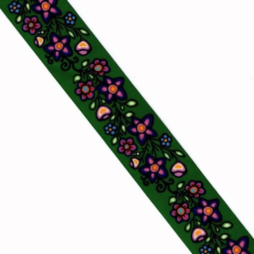 38mm - Single Face Ojibway Flowers 02 Satin Ribbon - By Yard