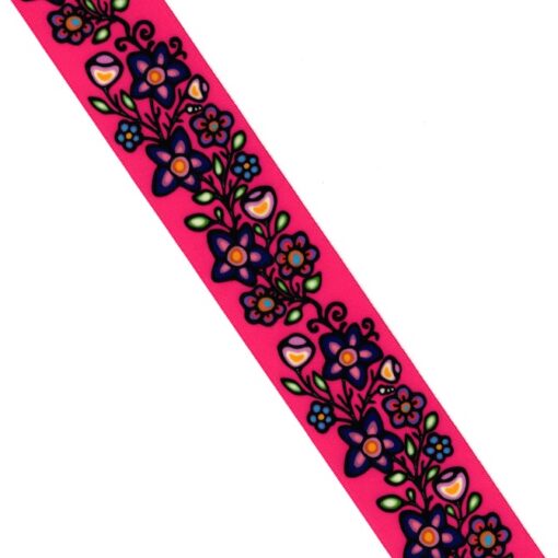 38mm - Single Face Ojibway Flowers 02 Satin Ribbon - By Yard