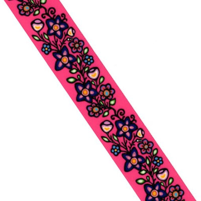 38mm - Single Face Ojibway Flowers 02 Satin Ribbon - By Yard