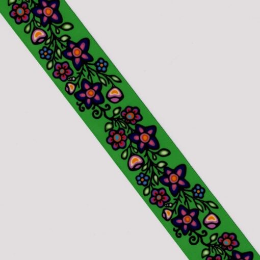 38mm - Single Face Ojibway Flowers 02 Satin Ribbon - By Yard