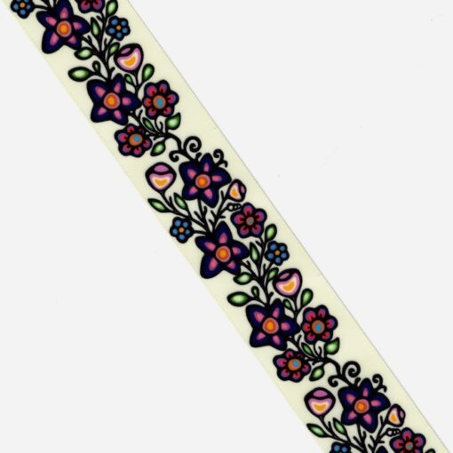 38mm - Single Face Ojibway Flowers 02 Satin Ribbon - By Yard