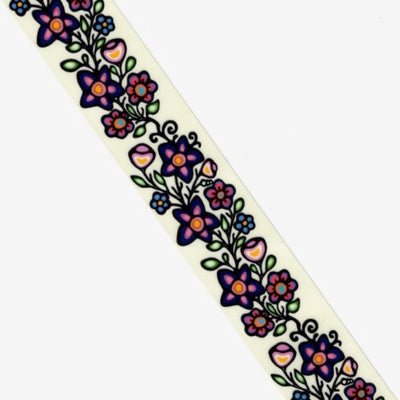 38mm - Single Face Ojibway Flowers 02 Satin Ribbon - By Yard