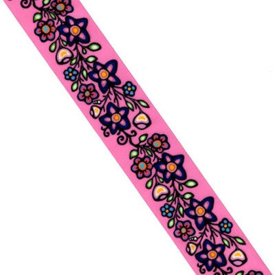 38mm - Single Face Ojibway Flowers 02 Satin Ribbon - By Yard