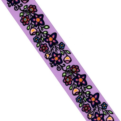 38mm - Single Face Ojibway Flowers 02 Satin Ribbon - By Yard