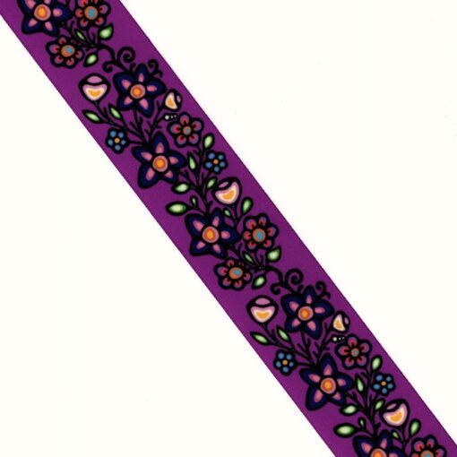 38mm - Single Face Ojibway Flowers 02 Satin Ribbon - By Yard