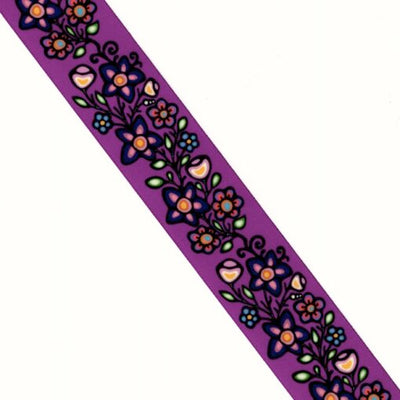 38mm - Single Face Ojibway Flowers 02 Satin Ribbon - By Yard