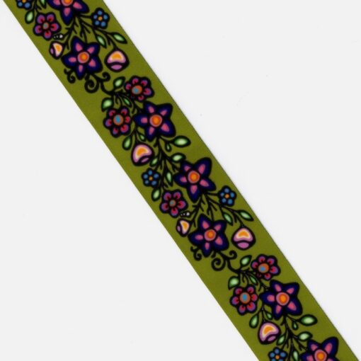 38mm - Single Face Ojibway Flowers 02 Satin Ribbon - By Yard