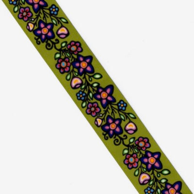 38mm - Single Face Ojibway Flowers 02 Satin Ribbon - By Yard